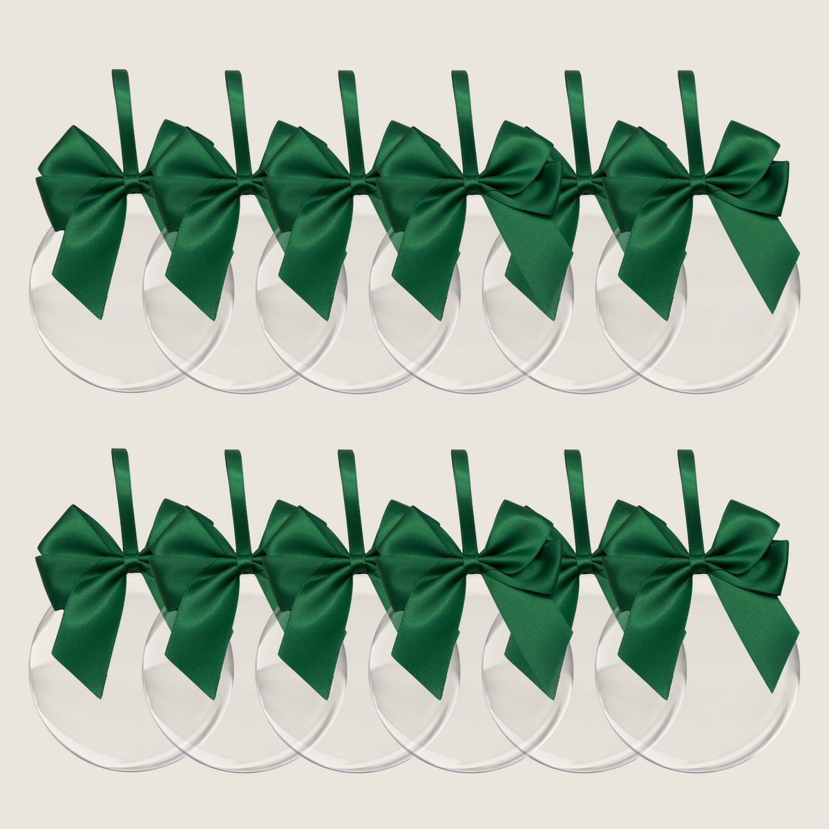 12 Green Ribbon Baubles