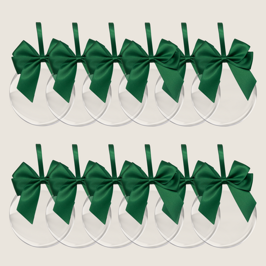 12 Green Ribbon Baubles