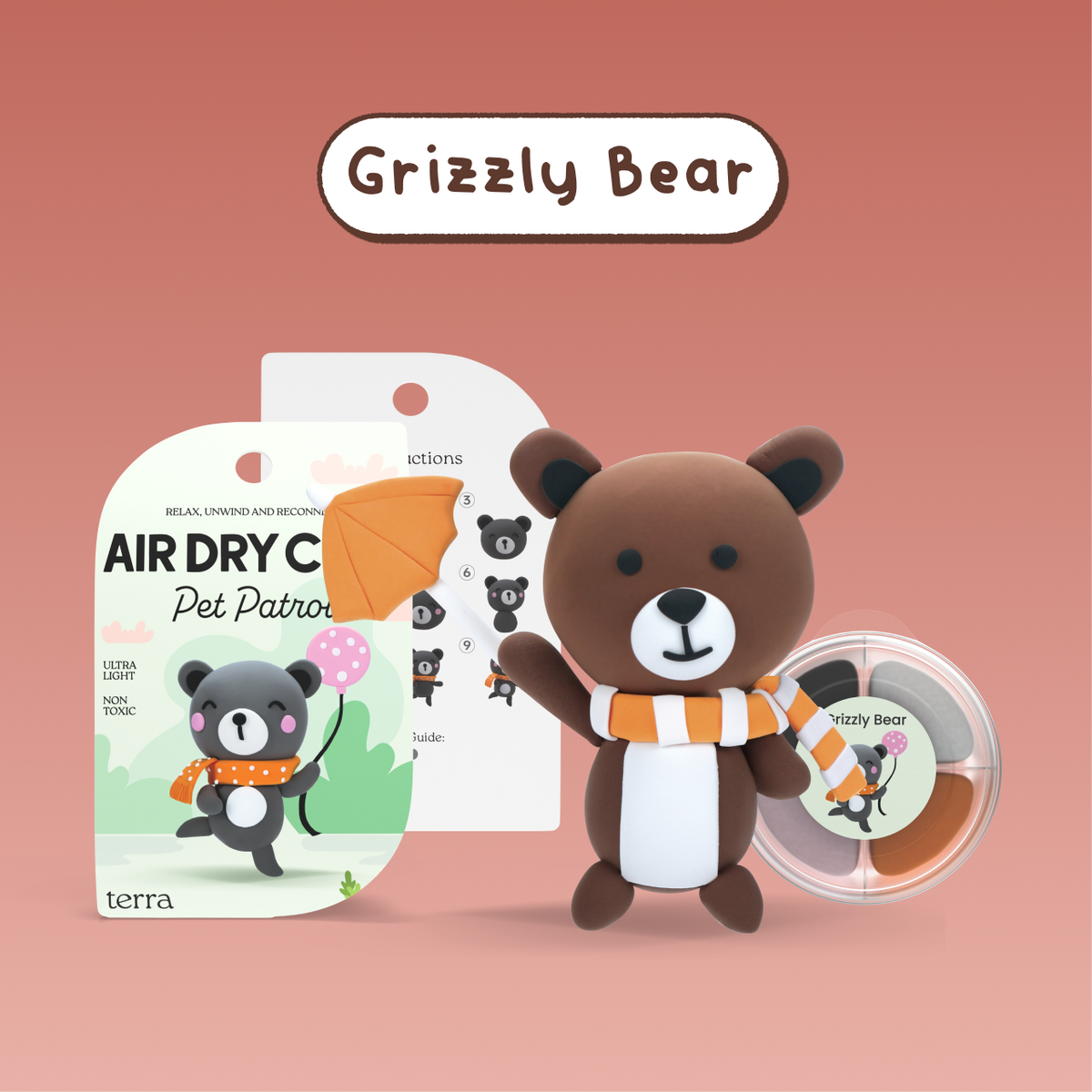 Grizzly Bear Animal Clay Kit - Pet Patrol - Terra