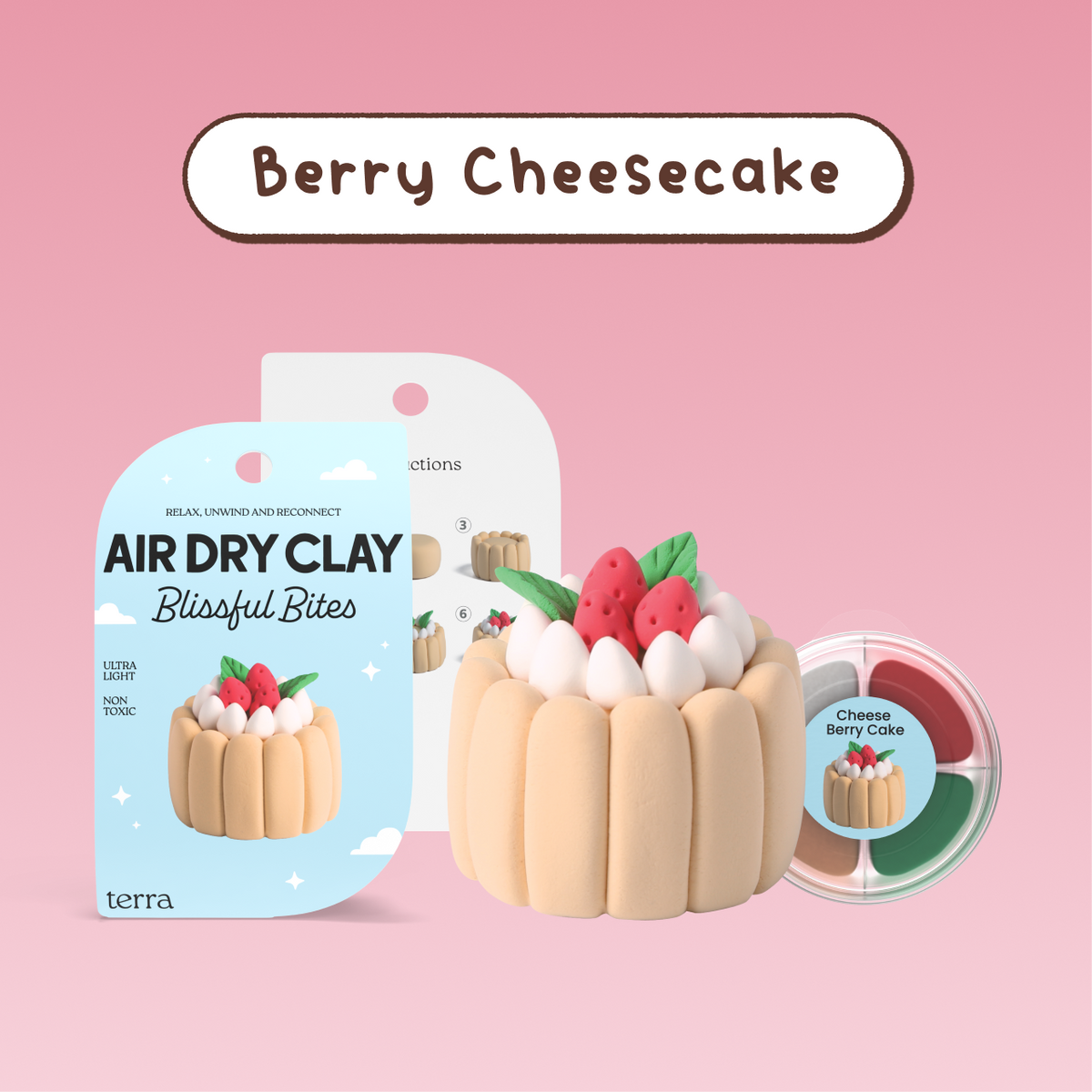 Berry Cheesecake Kawaii Dessert Clay Kit - Blissful Bites - Terra