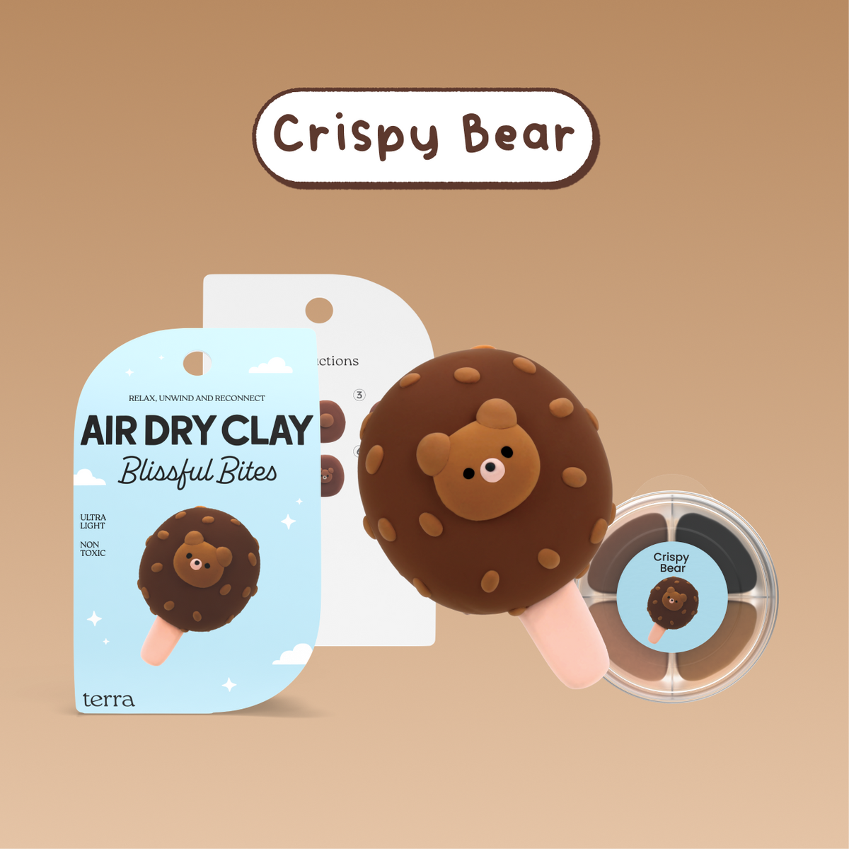 Crispy Bear Ice Cream Kawaii Clay Kit - Blissful Bites - Terra