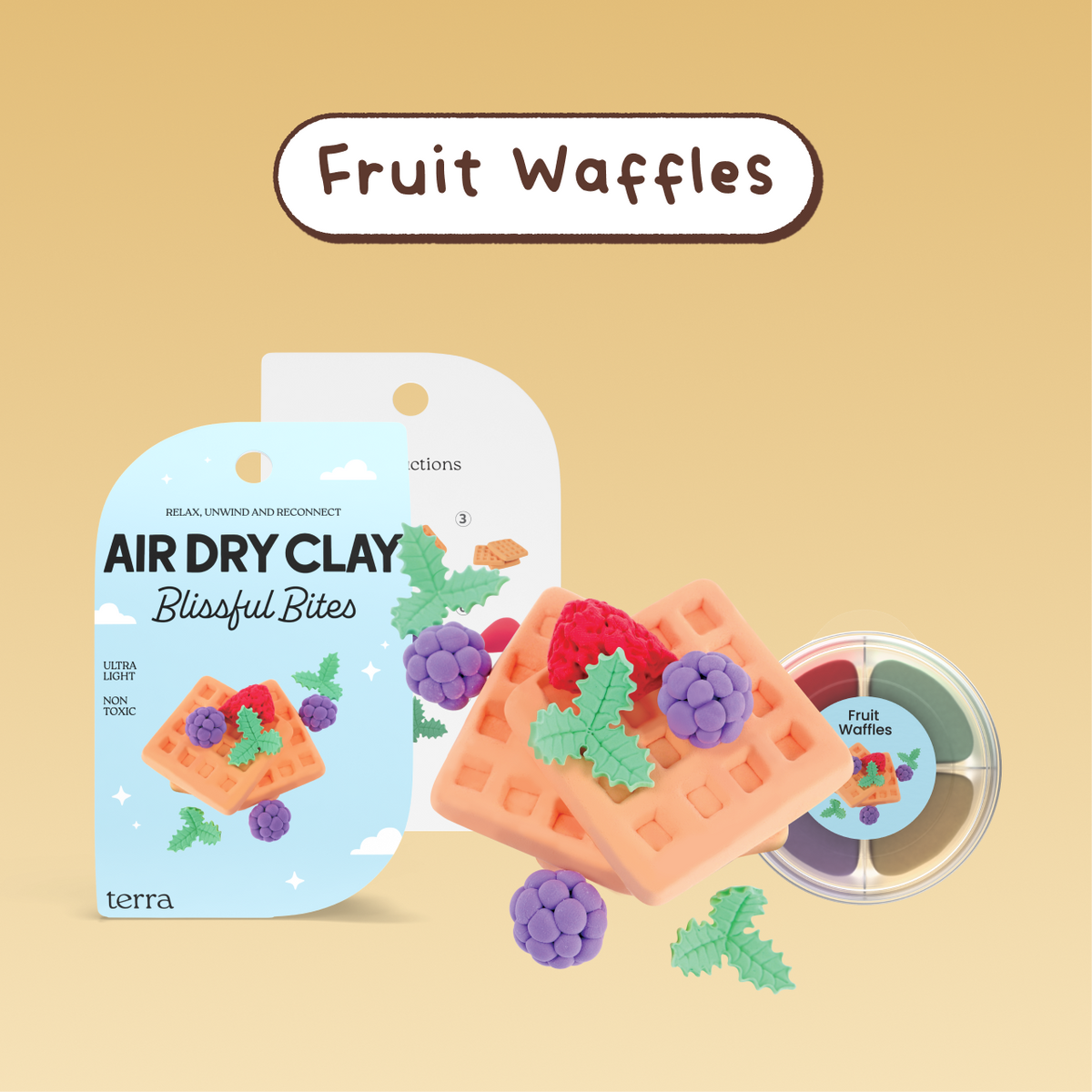 Fruit Waffles Kawaii Dessert Clay Kit - Blissful Bites - Terra
