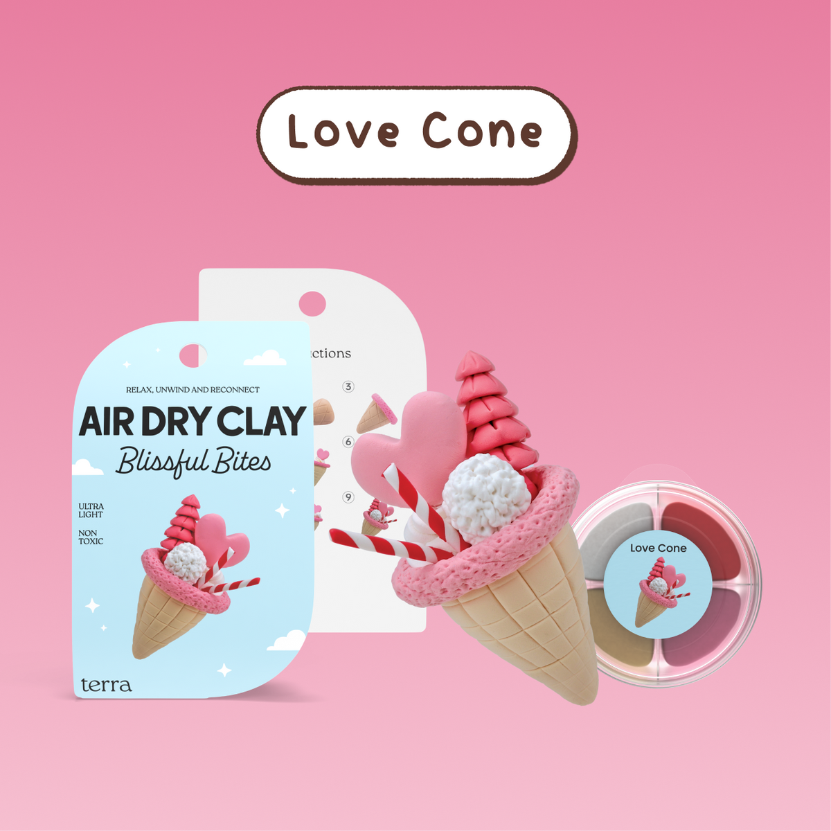 Love Cone Kawaii Ice Cream Clay Kit - Blissful Bites - Terra
