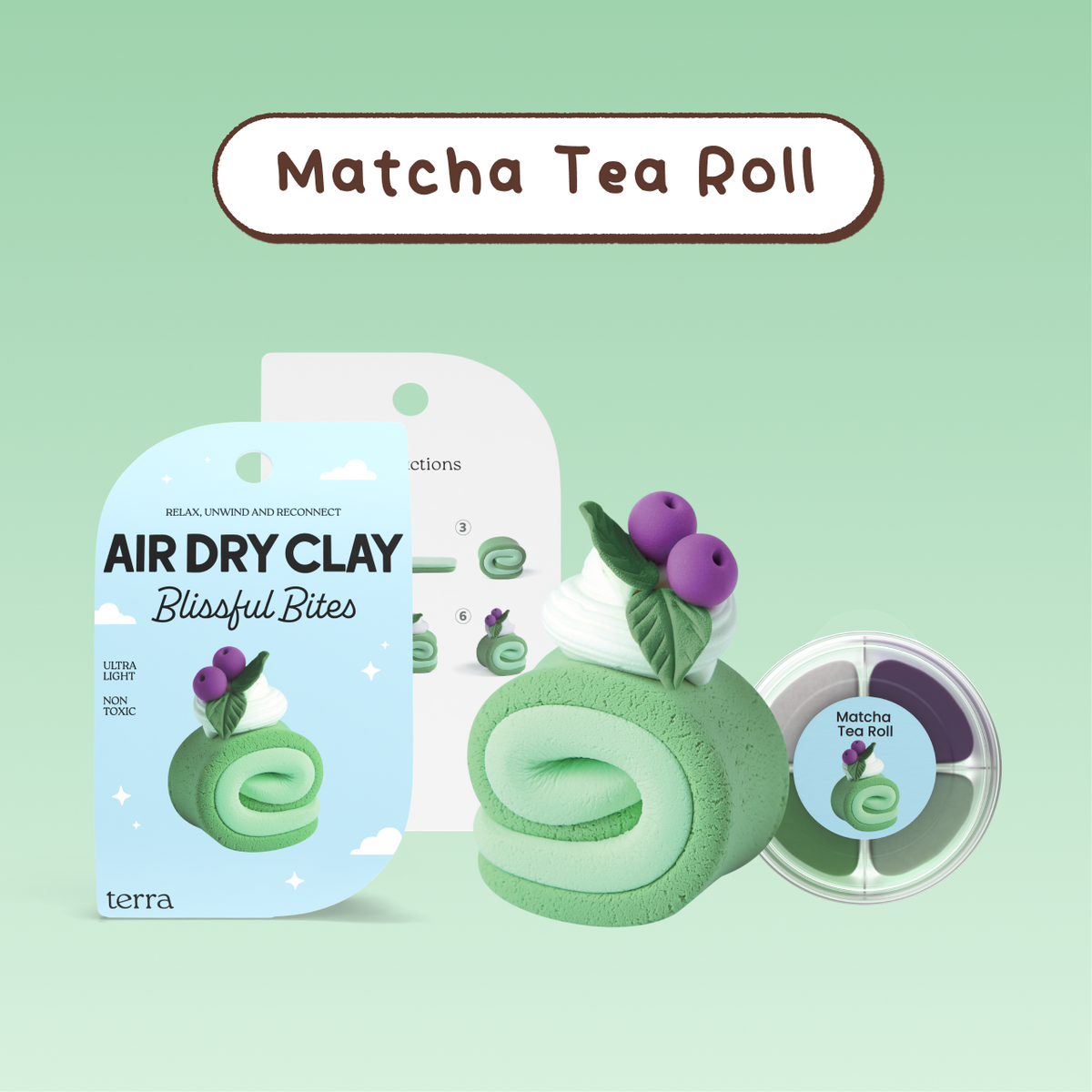 Matcha Tea Roll Kawaii Clay Kit - Blissful Bites - Terra