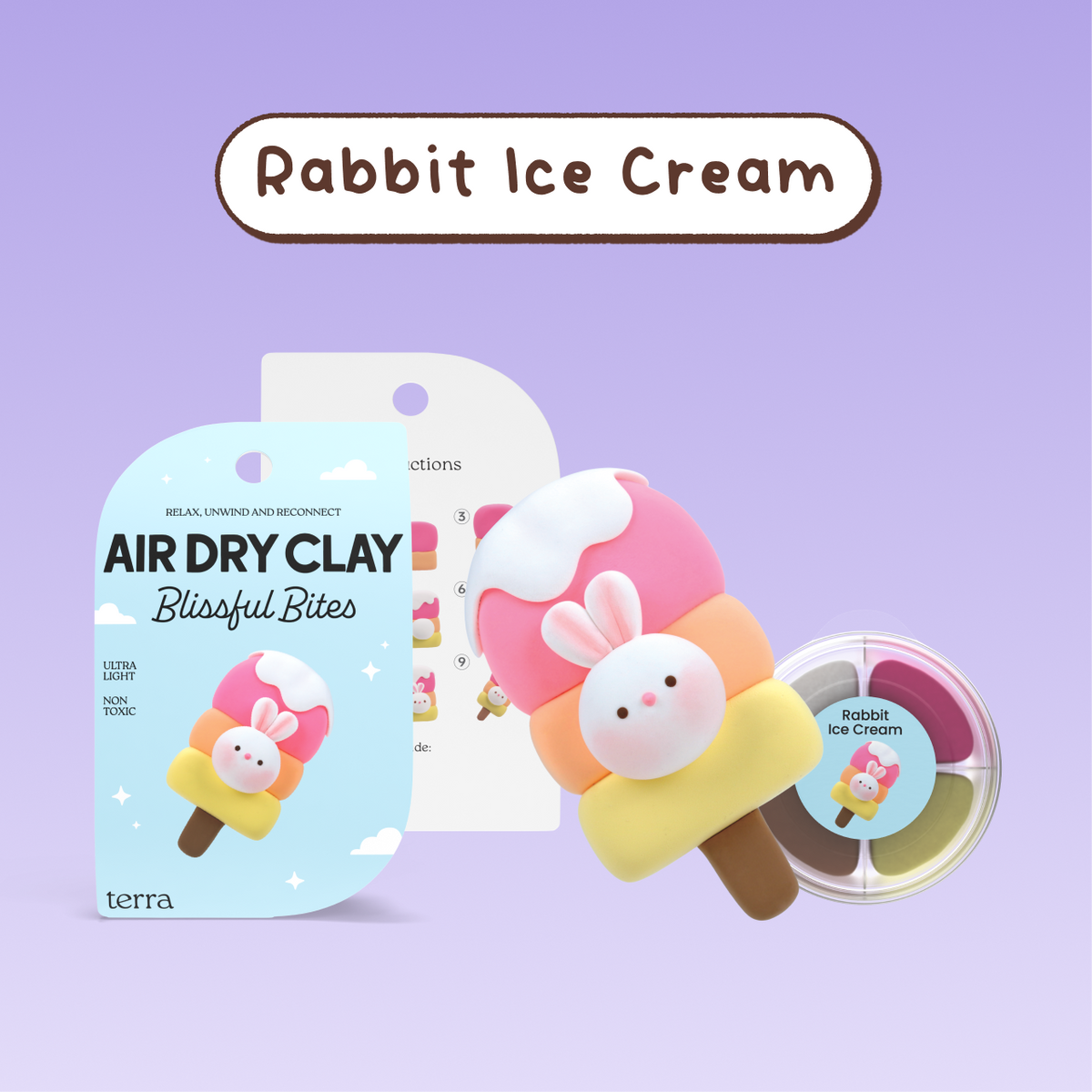 Rabbit Ice Cream Kawaii Clay Kit - Blissful Bites - Terra