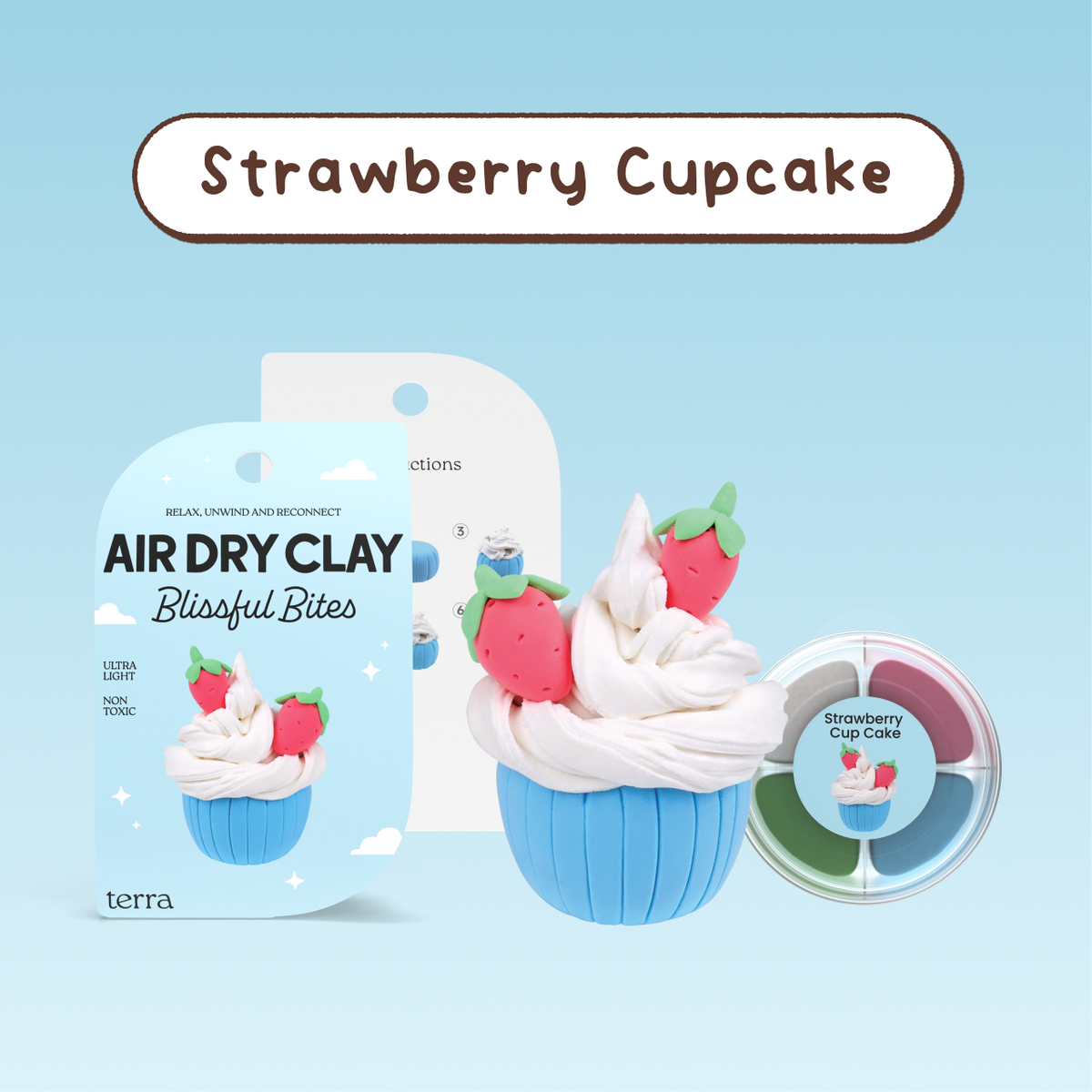 Strawberry Cupcake Kawaii Clay Kit - Blissful Bites - Terra