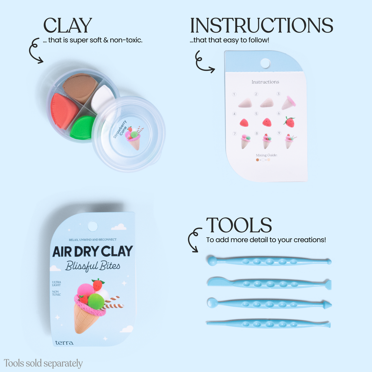 Strawberry Cone Kawaii Ice Cream Clay Kit - Blissful Bites - Terra