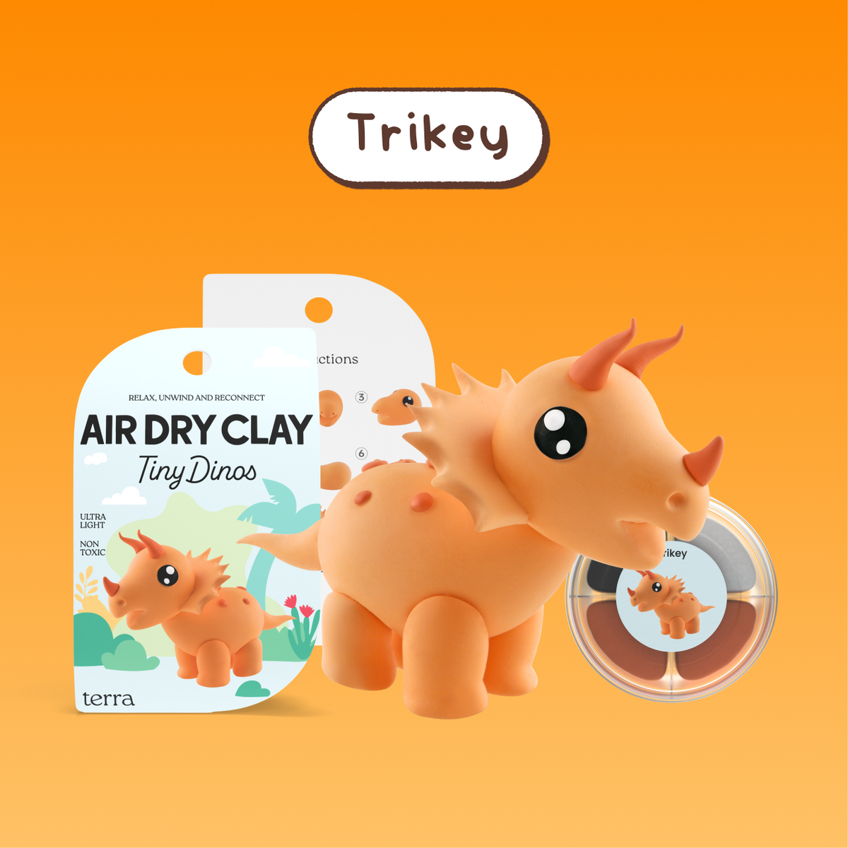 Trikey Triceratops Dinosaur Clay Kit - Tiny Dinos - Terra