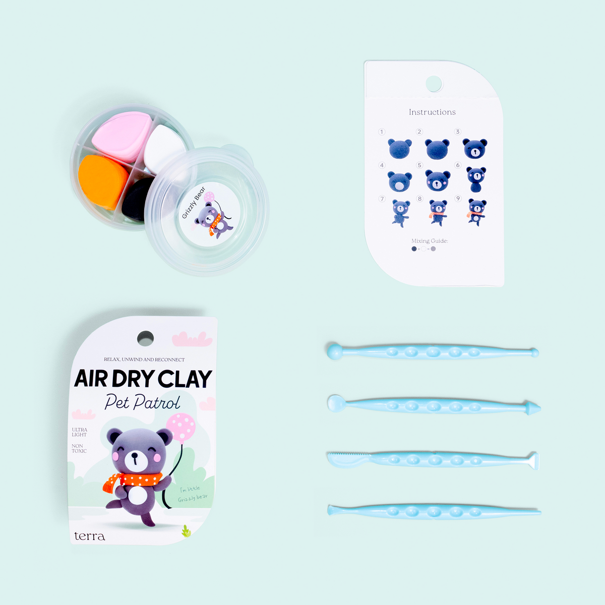 Grizzly Bear Animal Clay Kit - Pet Patrol - Terra