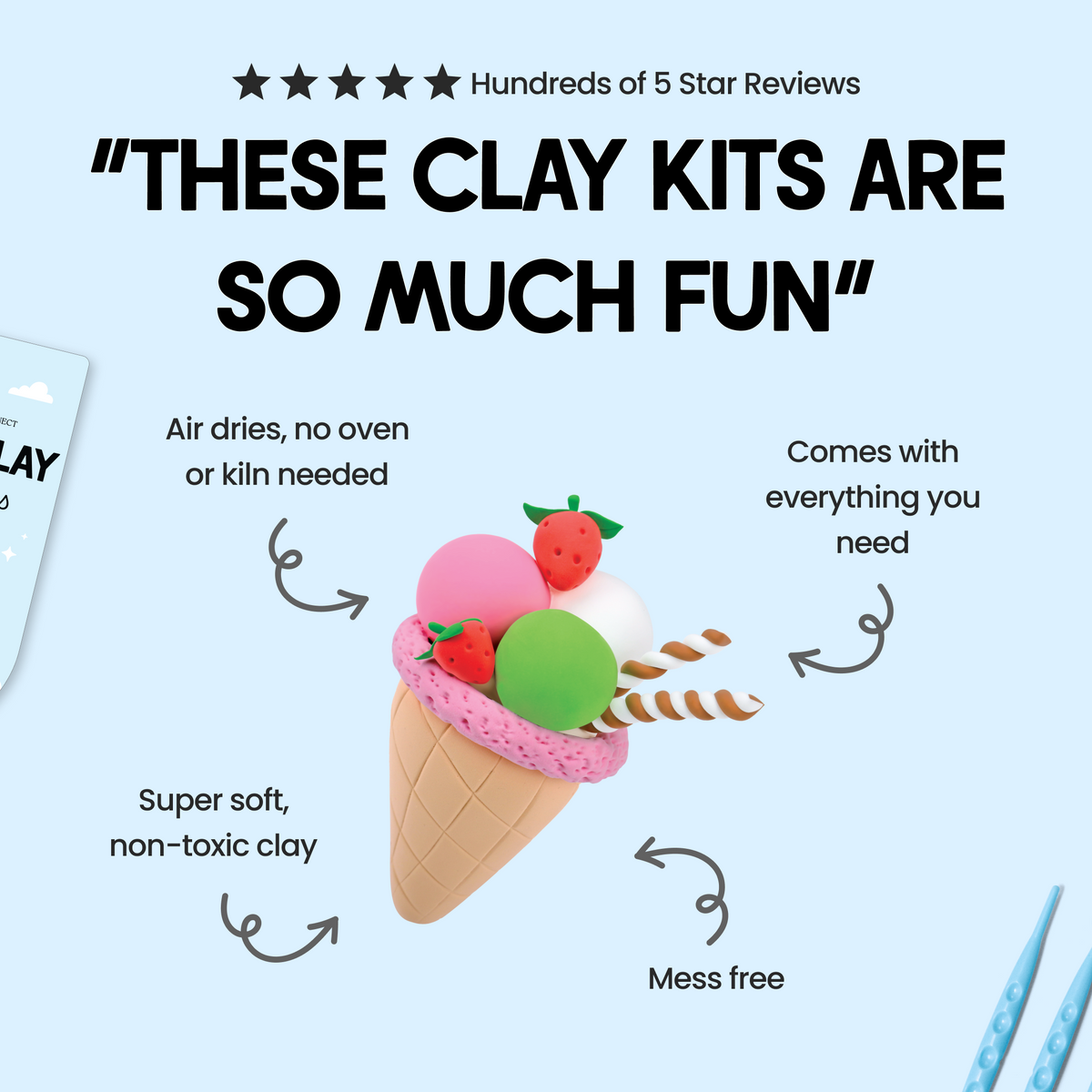 Strawberry Cone Kawaii Ice Cream Clay Kit - Blissful Bites - Terra